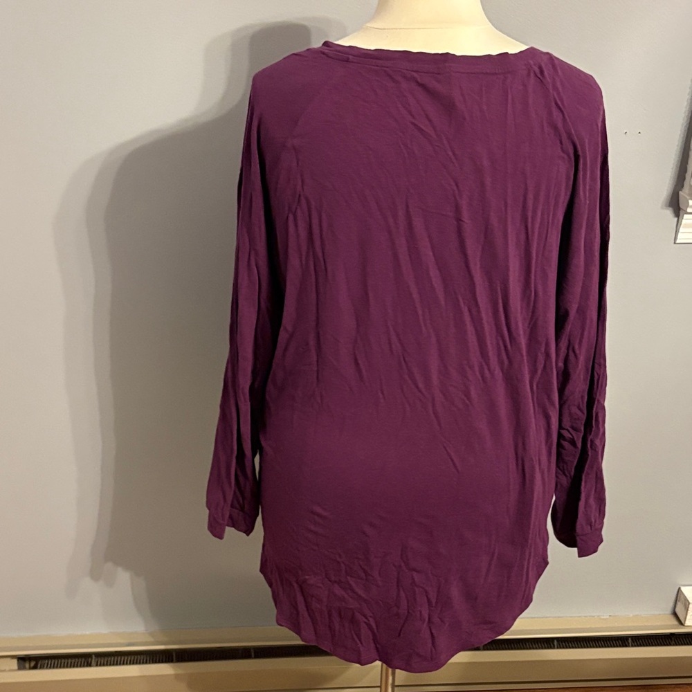 Sequin Pocket Long Sleeve Tee in Plum - Picture 5 of 5